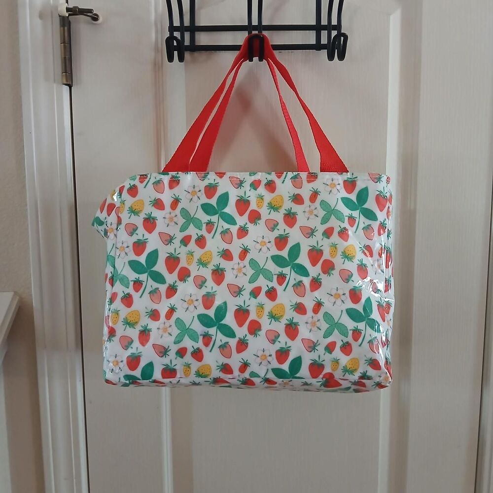 Whimsical Strawberry All Over Print Insulated Lunch Box Tote Bag Granola Cottage